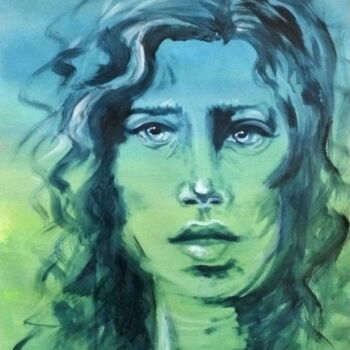 Pintura intitulada "Plutôt vert ?" por Edith Donc, Obras de arte originais, Acrílico