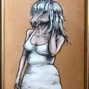 Painting titled "J'lui ment" by Edith Donc, Original Artwork, Acrylic