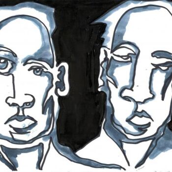 Drawing titled "Duo 2" by Edith Donc, Original Artwork, Marker