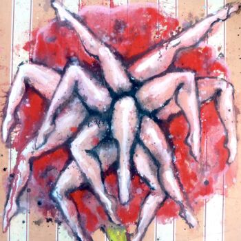 Pintura titulada "Partie de jambes en…" por Edith Donc, Obra de arte original, Acrílico