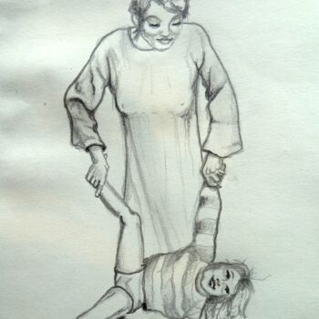 Drawing titled "Souvenirs" by Edith Donc, Original Artwork, Pencil