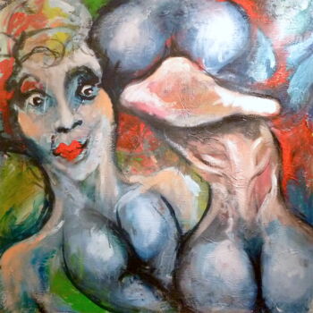 Painting titled "Duel" by Edith Donc, Original Artwork, Acrylic