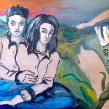 Painting titled "Dualité" by Edith Donc, Original Artwork, Acrylic