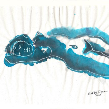Drawing titled "Nu allongé" by Edith Donc, Original Artwork, Ink