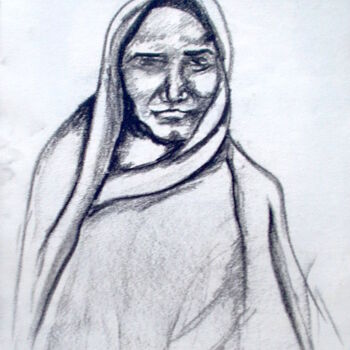 Drawing titled "Nomade" by Edith Donc, Original Artwork, Pencil