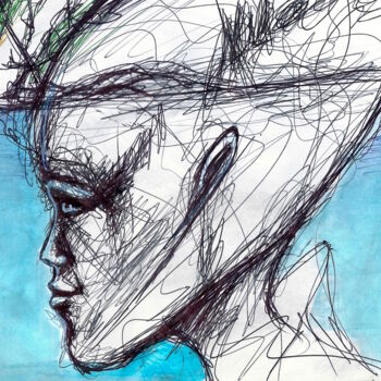 Рисунок под названием "T'es rien" - Edith Donc, Подлинное произведение искусства, Шариковая ручка