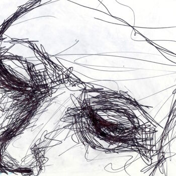 Drawing titled "Liseuse" by Edith Donc, Original Artwork, Ballpoint pen