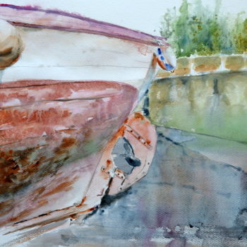 Painting titled "PORT CHATEAU D'OLER…" by Edith Gardeur, Original Artwork, Watercolor