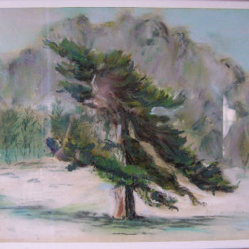 Painting titled "Arbre dans la tempê…" by Edith Guinet, Original Artwork