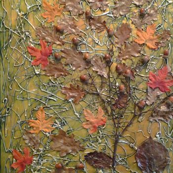 Collages titled "AUTUMN-OAK TREE" by Edith Maurer, Original Artwork