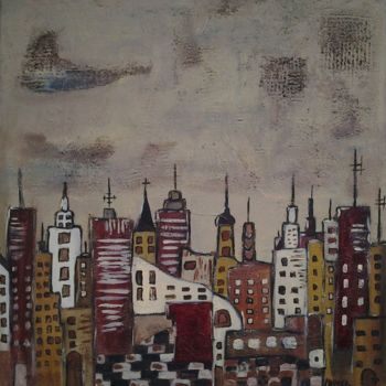 Painting titled "CITY 1" by Edith Maurer, Original Artwork, Acrylic