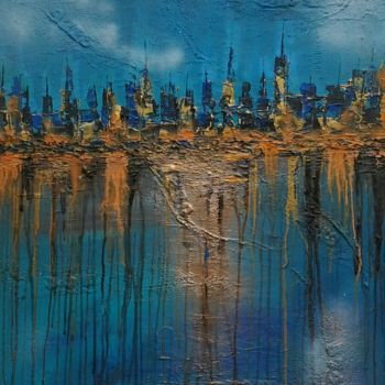 Malerei mit dem Titel "GOLDEN CITY FRANKFU…" von Edith Maurer, Original-Kunstwerk, Acryl