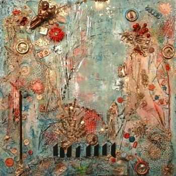 Collages intitulée "GARDEN OF EDEN" par Edith Maurer, Œuvre d'art originale, Textiles
