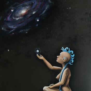 Dessin intitulée "Galaxie" par Edith Stenven, Œuvre d'art originale, Pastel