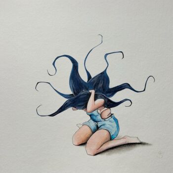 Drawing titled "Implosion" by Edith Stenven, Original Artwork, Watercolor