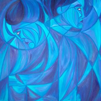 Peinture intitulée "FEEL BLUE" par Edith Stütz, Œuvre d'art originale, Huile