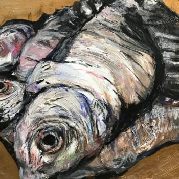 Painting titled "Stilleben mit Fisch…" by Edith Touré, Original Artwork, Acrylic