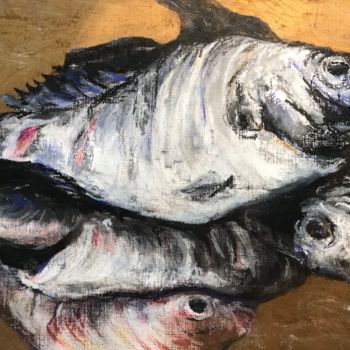 Pittura intitolato "Stilleben mit Fisch…" da Edith Touré, Opera d'arte originale, Acrilico