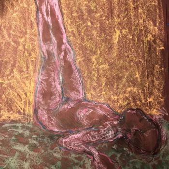 Painting titled "Liegender weibliche…" by Edith Touré, Original Artwork, Pastel