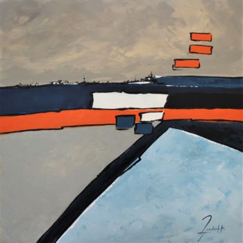 Painting titled "Horizon Maritime" by Edith Verdickt, Original Artwork, Acrylic