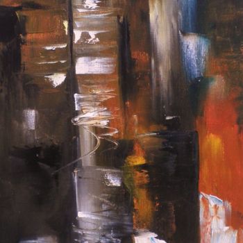 Painting titled "City" by Edith Verdickt, Original Artwork, Oil