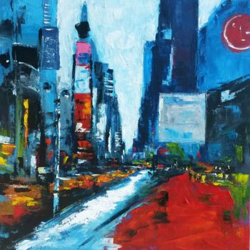 Painting titled "UN JOUR TIMES SQUARE" by Edith Verdickt, Original Artwork, Acrylic
