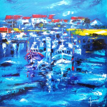 Painting titled "LE PORT DE LA COTIN…" by Edith Verdickt, Original Artwork, Oil