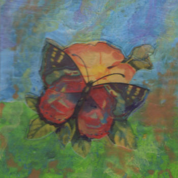 Pintura titulada "Flores y mariposas…" por Edith Fiamingo, Obra de arte original