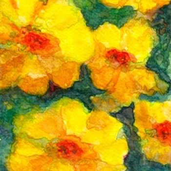 Pittura intitolato "Copetes amarillos" da Edith Fiamingo, Opera d'arte originale, Olio