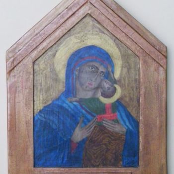 Pintura titulada "Virgen de la ternura" por Edith Fiamingo, Obra de arte original