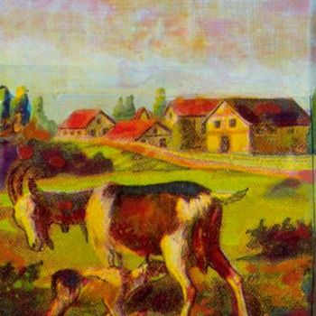 Pintura titulada "Cabra y cabrito" por Edith Fiamingo, Obra de arte original