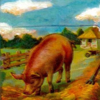 Pintura titulada "Cerdo" por Edith Fiamingo, Obra de arte original