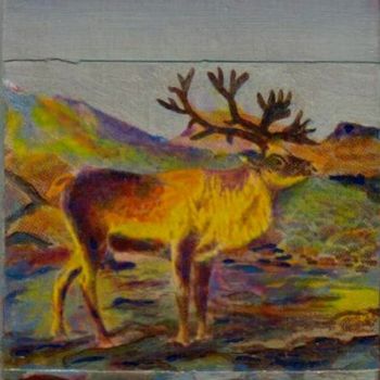 Pintura titulada "Ciervo ártico" por Edith Fiamingo, Obra de arte original
