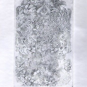 Incisioni, stampe intitolato "Qué linda cortina" da Edith Fiamingo, Opera d'arte originale, incisione