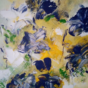 Картина под названием "Fleurs imaginaires" - Edith Germain, Подлинное произведение искусства, Акрил Установлен на Деревянная…