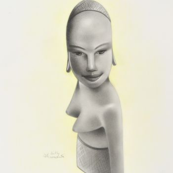Dibujo titulada "Statue alive" por Edith Hersant, Obra de arte original, Grafito