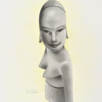 Tekening getiteld "Statue alive" door Edith Hersant, Origineel Kunstwerk, Grafiet