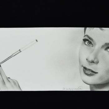 Dibujo titulada "Haudrey Hepburn" por Edith Hersant, Obra de arte original, Grafito