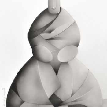「Circles」というタイトルの描画 Edith Hersantによって, オリジナルのアートワーク, グラファイト