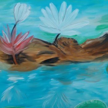 Peinture intitulée "flor-aquatica.jpg" par Edivaldo Cruz, Œuvre d'art originale, Huile