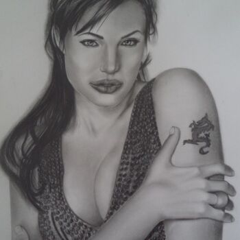 Desenho intitulada "Angelina Jolie" por Edjalm, Obras de arte originais, Lápis