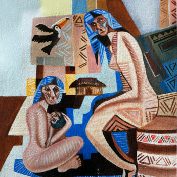 Pintura titulada "Tribo" por Ed Oliveira, Obra de arte original, Oleo