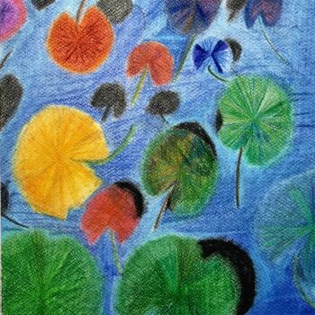 Pintura intitulada "fleurs de lys" por Edmond Agalliu, Obras de arte originais, Pastel