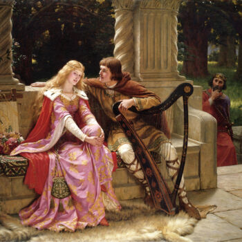 Pittura intitolato "Tristan et Iseult" da Edmund Leighton, Opera d'arte originale, Olio