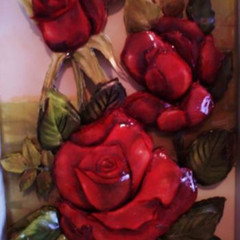 Pintura intitulada "Rosas Vermelhas" por Edna Bomfim, Obras de arte originais