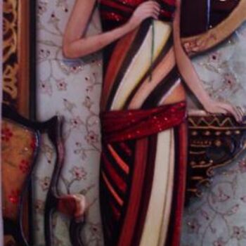 Painting titled "Dama Francesa 3" by Edna Bomfim, Original Artwork