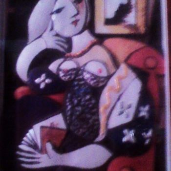 Peinture intitulée "Mulher com livro" par Edna Bomfim, Œuvre d'art originale