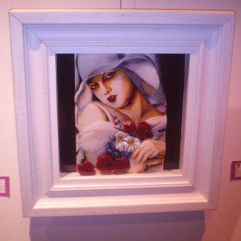 Pintura intitulada "auto - retrato Tama…" por Edna Bomfim, Obras de arte originais