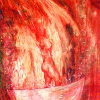 Schilderij getiteld "El baño a la sombra" door Edna Cantoral Acosta, Origineel Kunstwerk