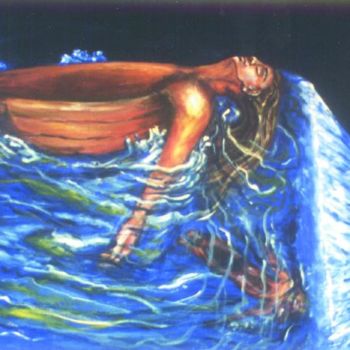 Pintura intitulada "Canoa" por Edna Cantoral Acosta, Obras de arte originais